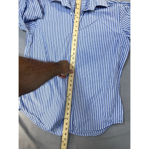 Banana Republic Shirt Mens‎ Large 16 16 1/2 Blue Striped Casual Long Sleeve - Picture 6 of 13